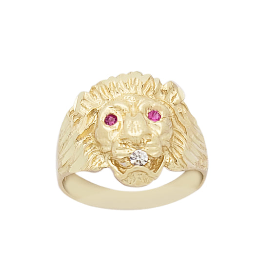 10K Yellow Gold Lion Ring Pinky Ring Size 6.5