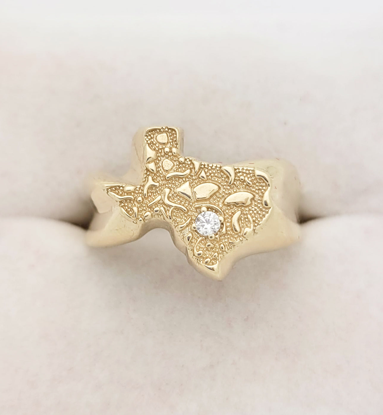 10K Yellow Gold Texas Ring For Men Texas Map Ring Gold CZ