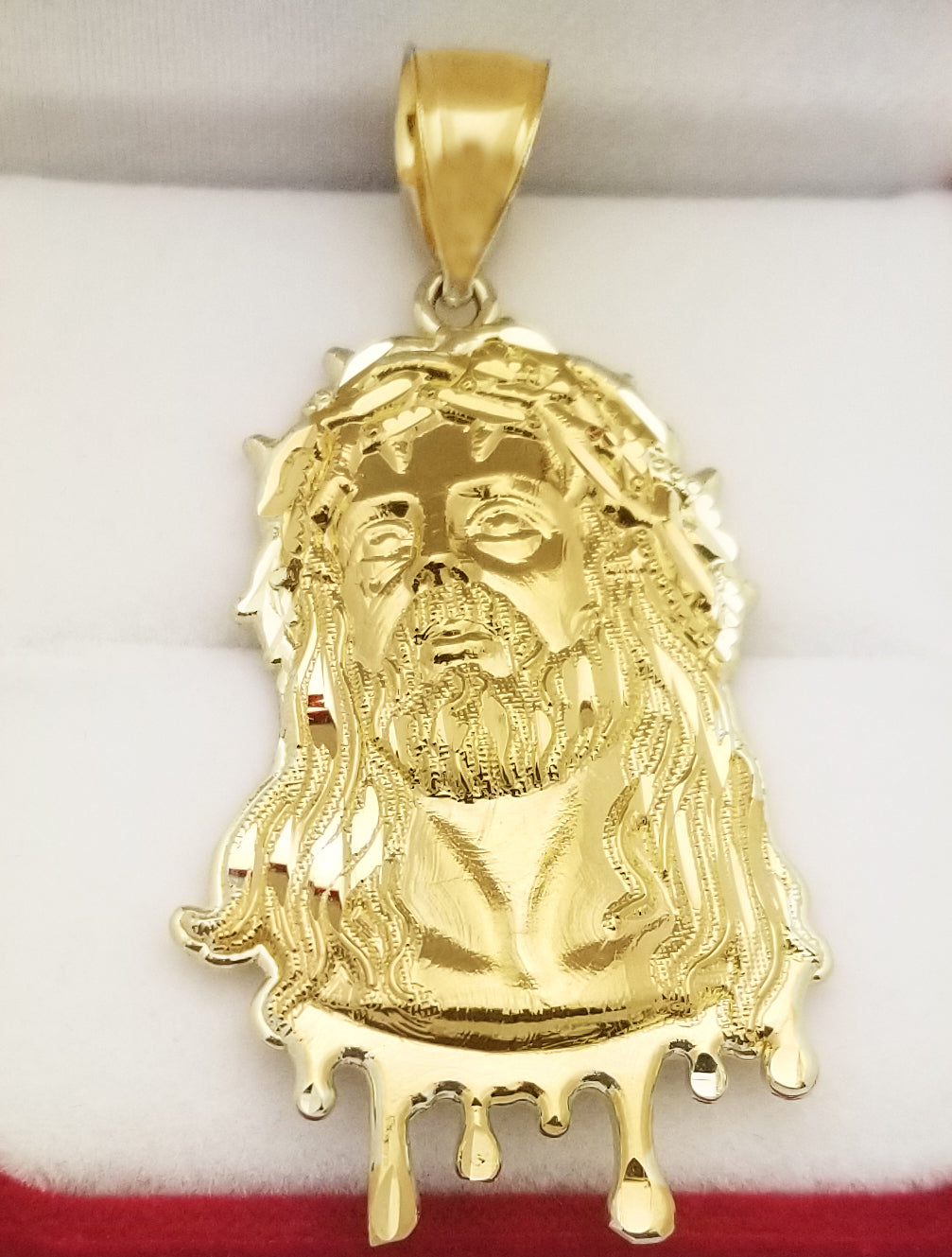 10k Yellow Gold Jesus Pendant for Mens Jesus Face Charm Jesus Head