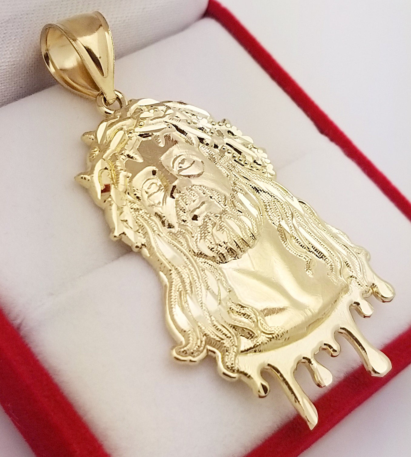 10k Yellow Gold Jesus Pendant for Mens Jesus Face Charm Jesus Head