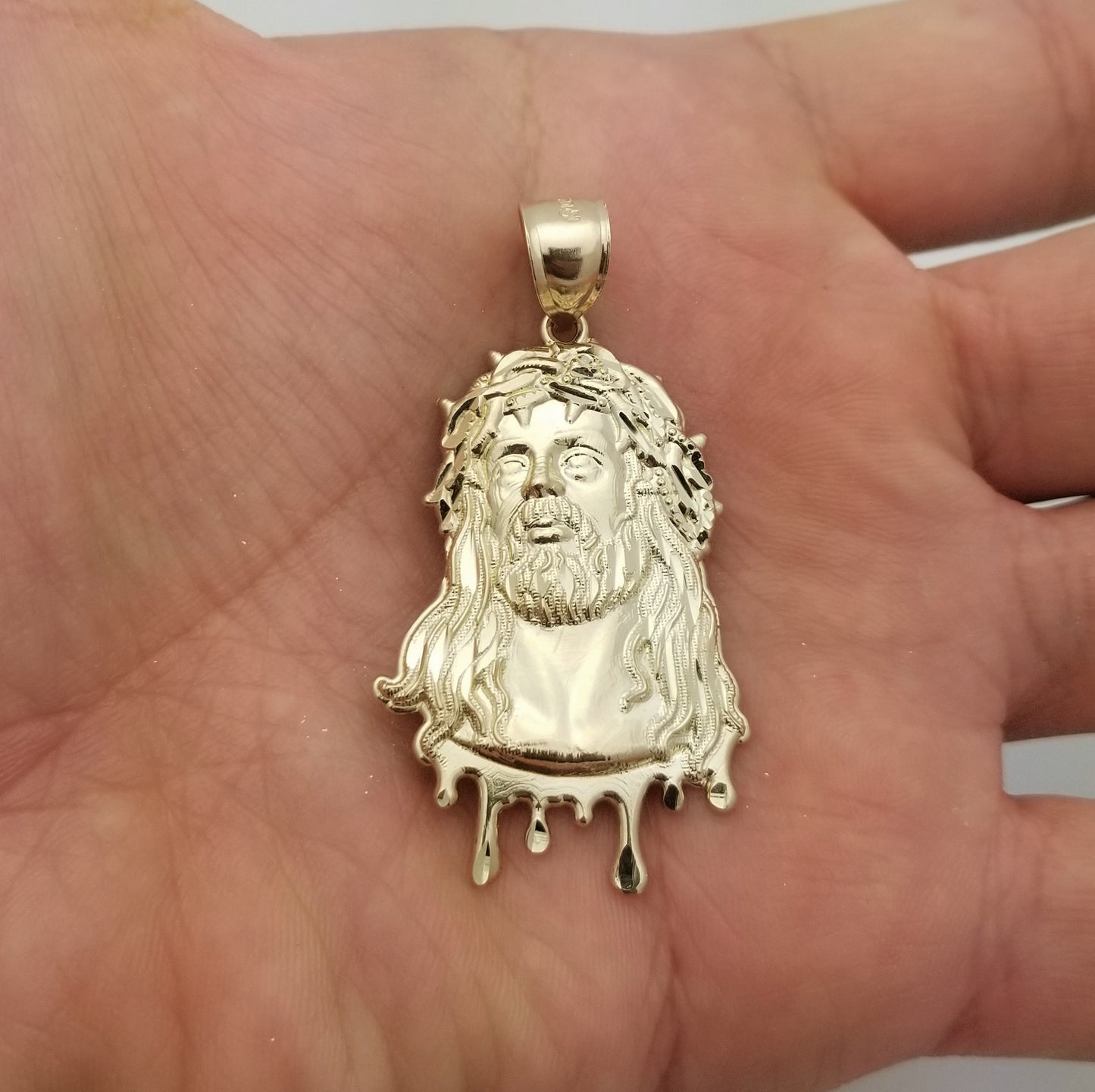 10k Yellow Gold Jesus Pendant for Mens Jesus Face Charm Jesus Head