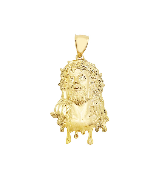 10k Yellow Gold Jesus Pendant for Mens Jesus Face Charm Jesus Head