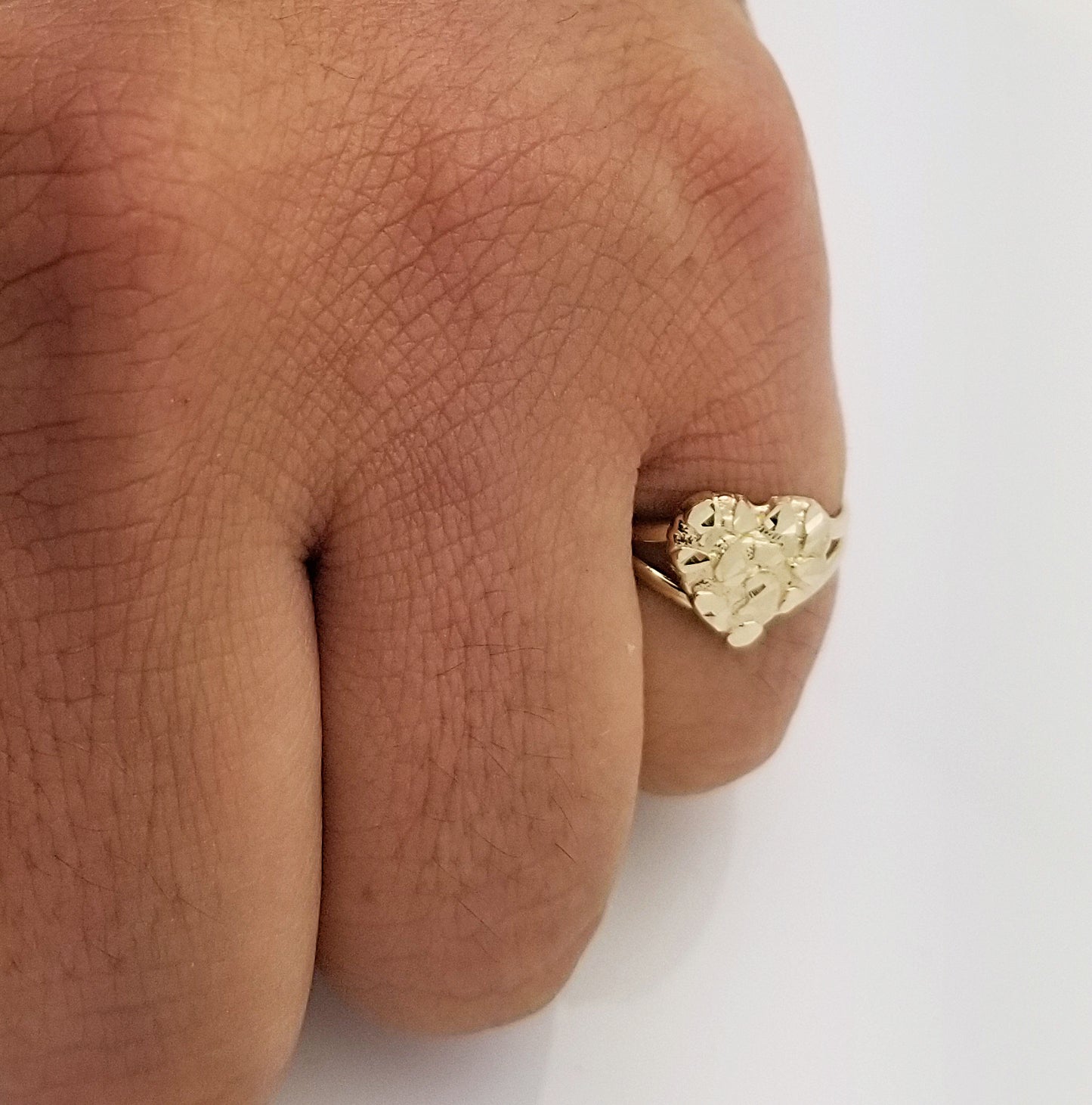 10k Gold Solid Nugget Ring Gold Heart Ring