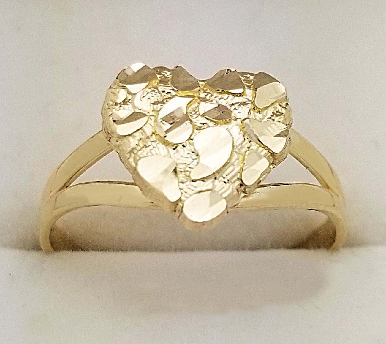 10k Gold Solid Nugget Ring Gold Heart Ring