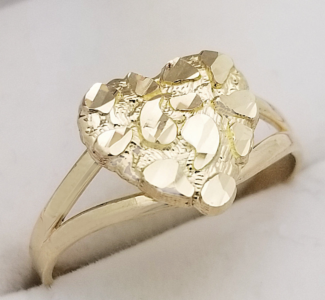 10k Gold Solid Nugget Ring Gold Heart Ring