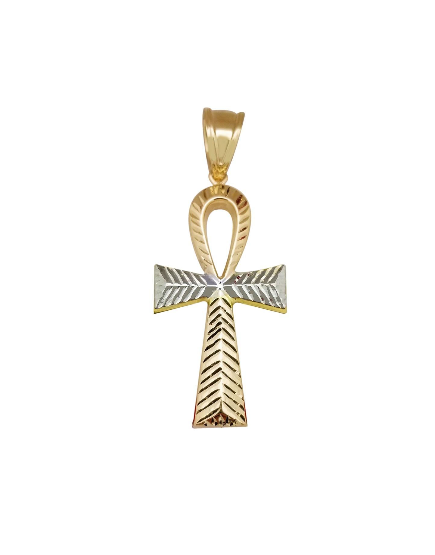 10k Yellow Gold Egyptian Ankh Cross Gold Pendant 2.25 inch