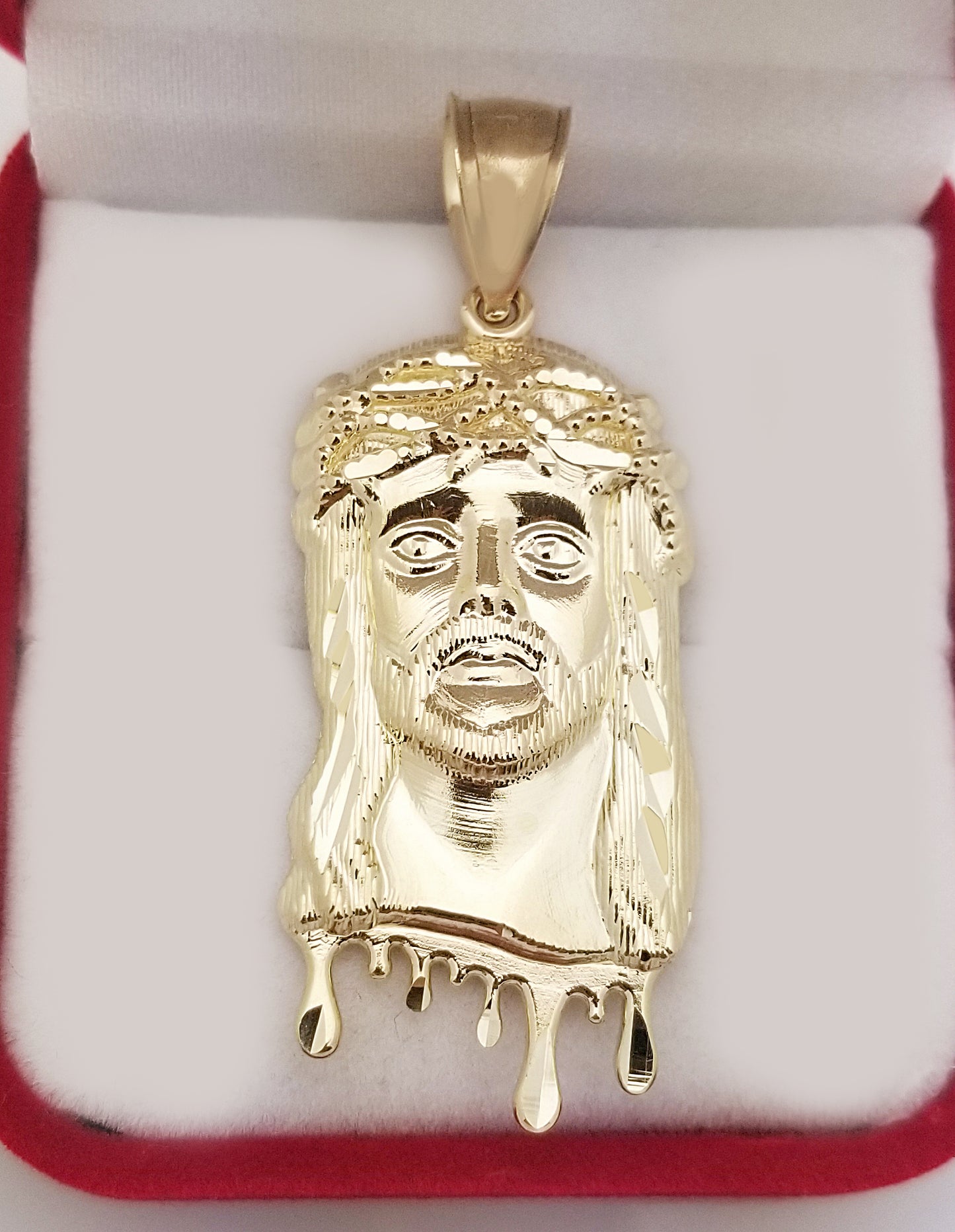 10k Yellow Gold Jesus Pendant for Mens Necklace Jesus Face Charm Jesus Head