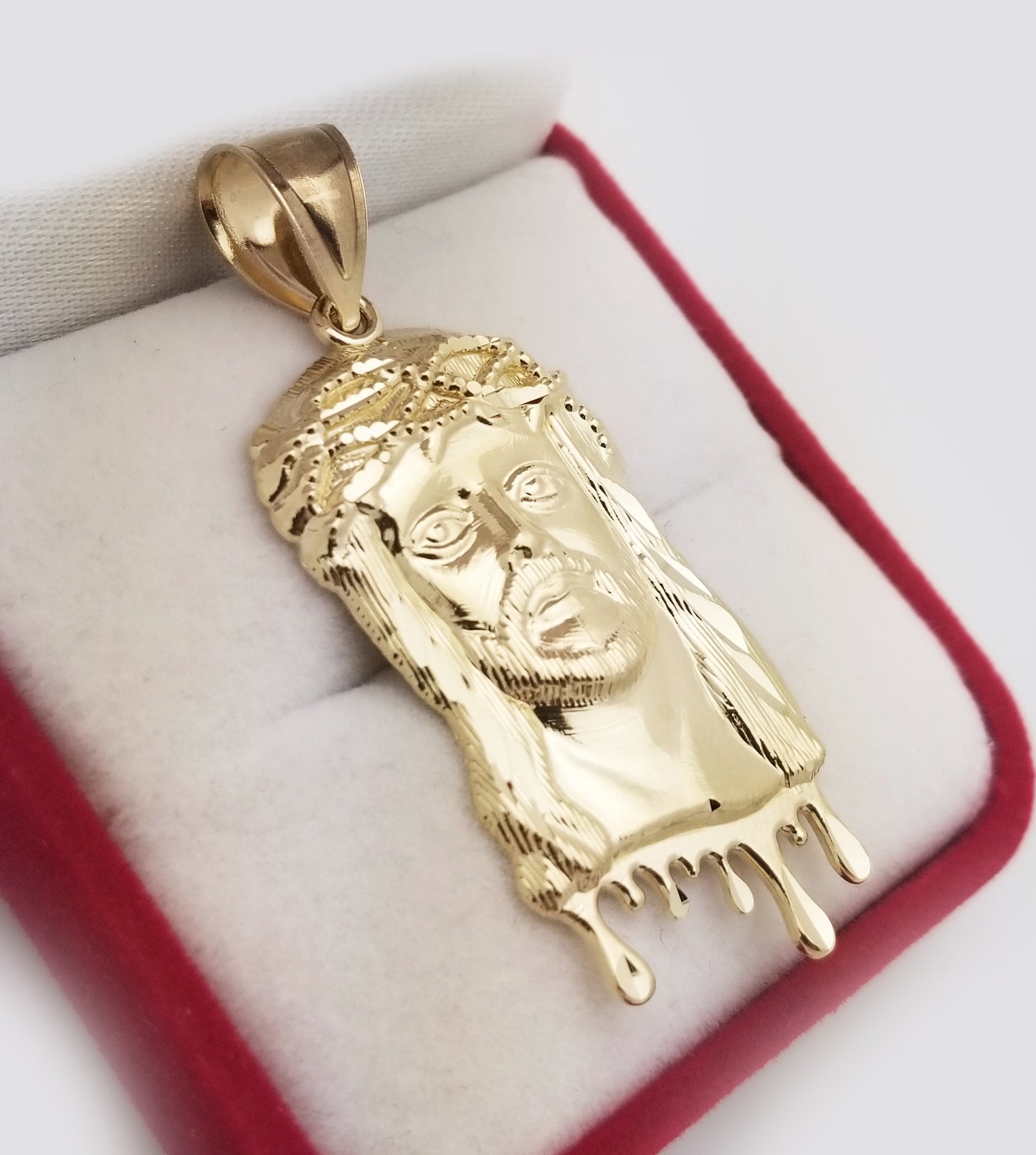 10k Yellow Gold Jesus Pendant for Mens Necklace Jesus Face Charm Jesus Head