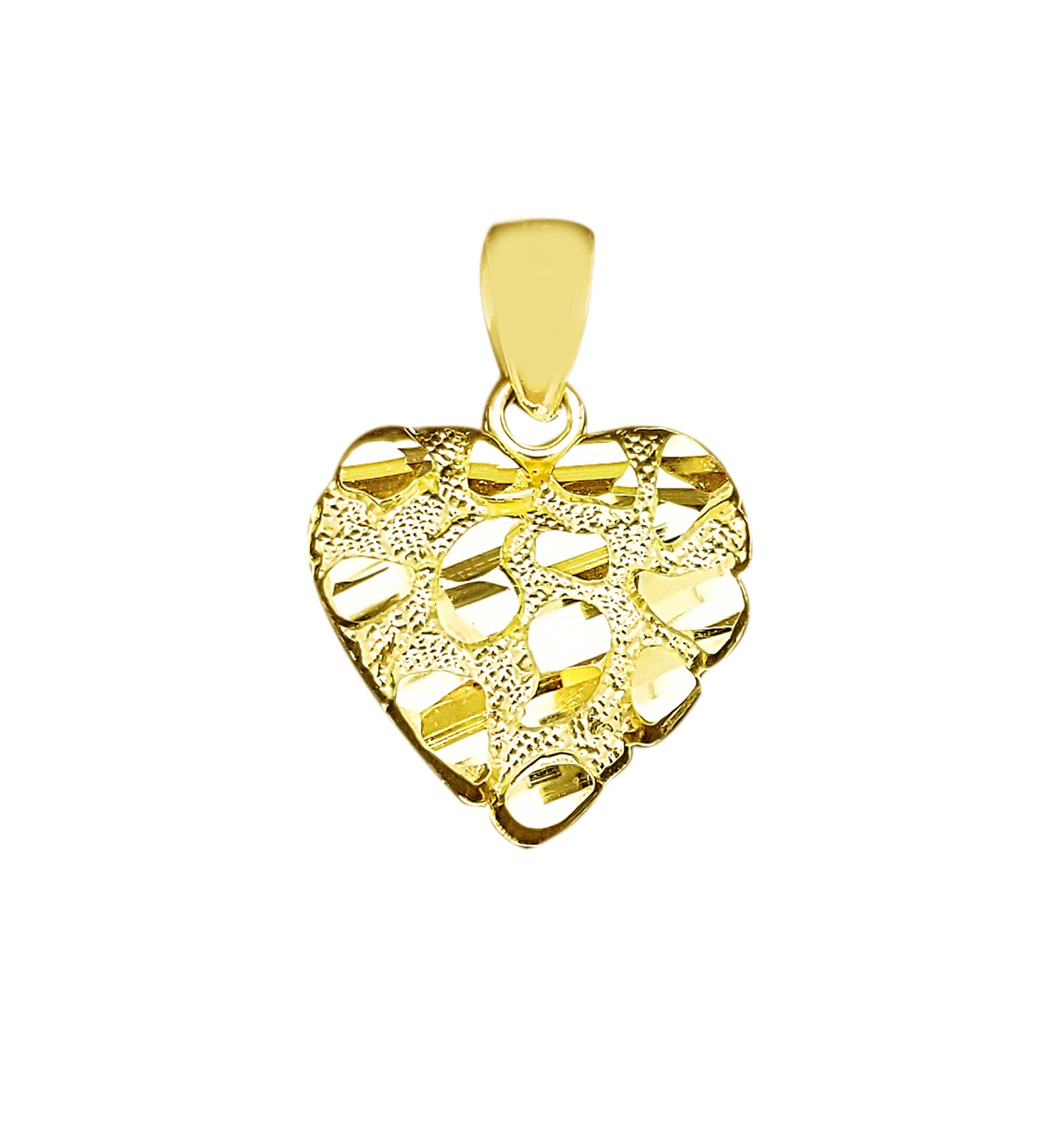 10k Yellow Gold Heart Nugget Pendant Nugget Heart Charm