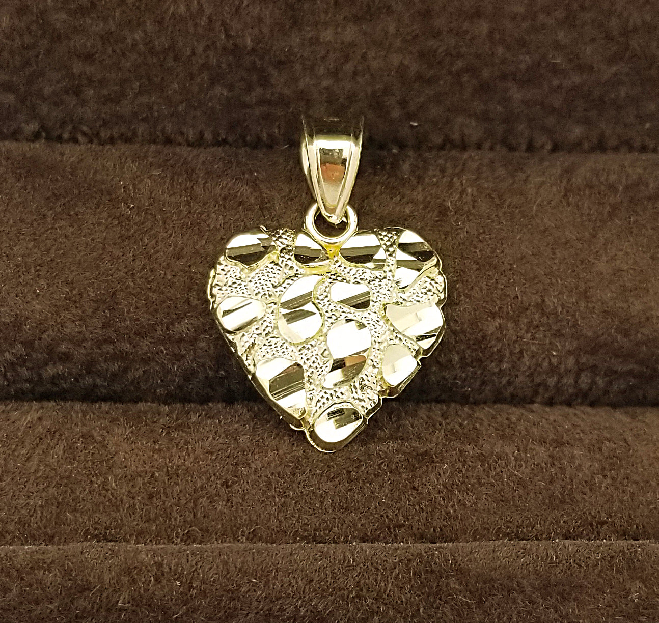 10k Yellow Gold Heart Nugget Pendant Nugget Heart Charm