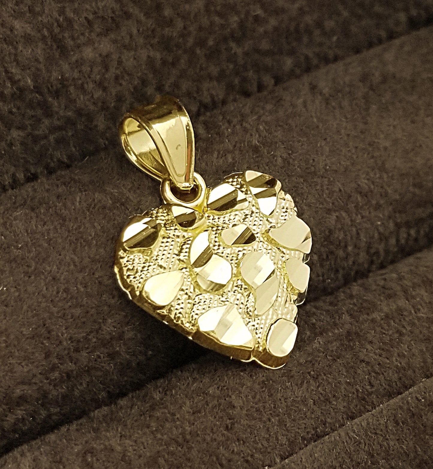 10k Yellow Gold Heart Nugget Pendant Nugget Heart Charm