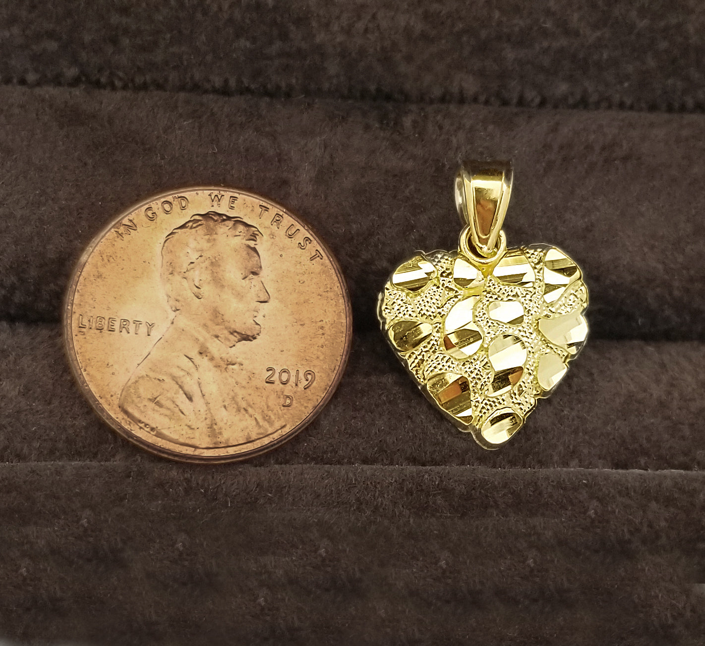 10k Yellow Gold Heart Nugget Pendant Nugget Heart Charm