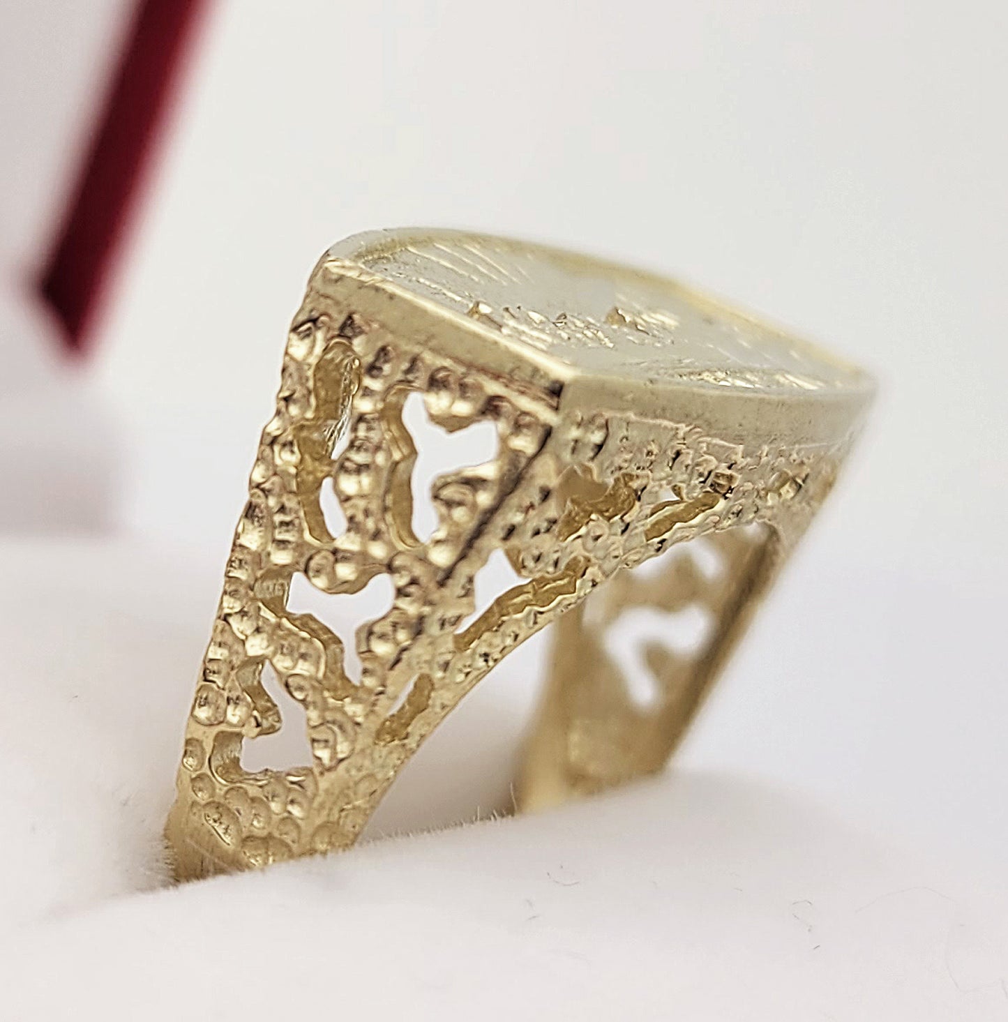 10K Yellow Gold Last Supper Ring Mens Last Supper Solid Gold Ring Size 7