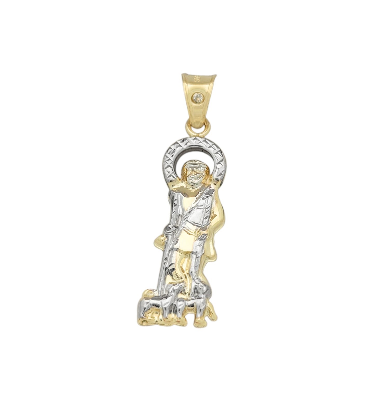 10K Yellow Gold Saint Lazarus Pendant Charm Patron Pendant St. Lazarus