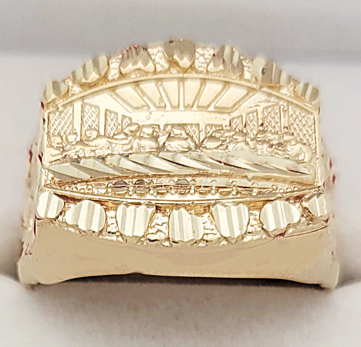 10K Yellow Gold Last Supper Ring Mens Last Supper Gold Ring Solid Gold