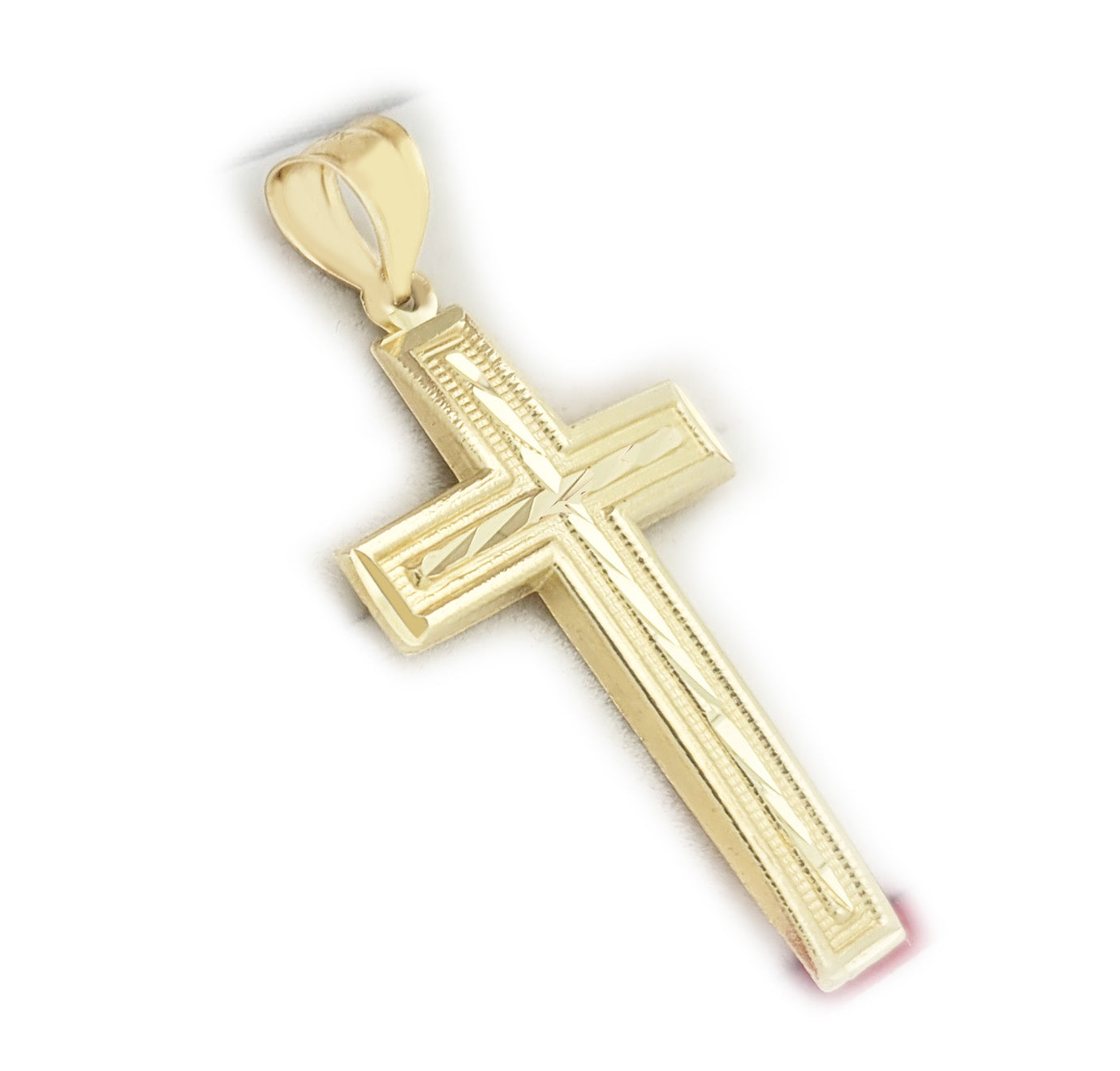 Men's 10K Yellow Gold Diamond Cut Cross Pendant Mens Cross Charm