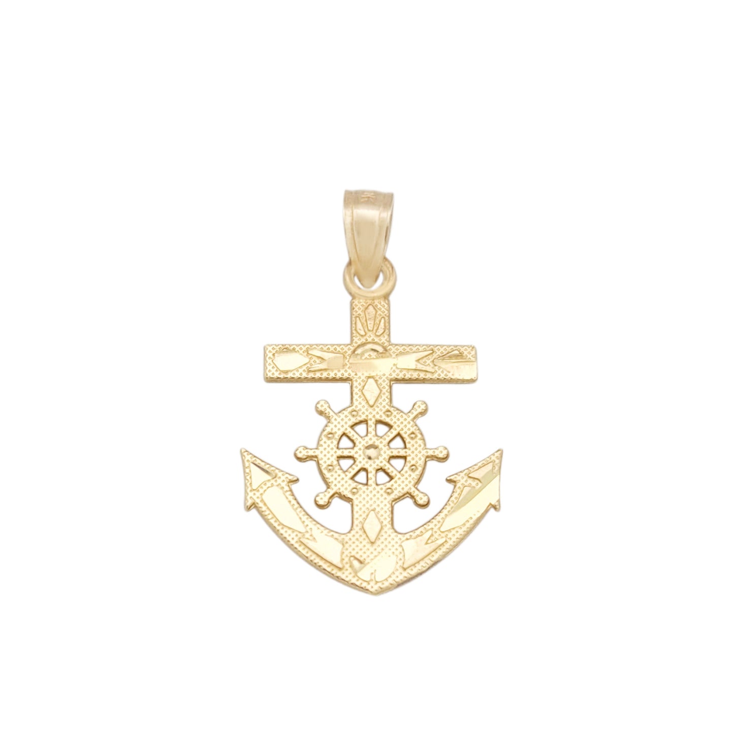 10k Yellow Gold Mariners Anchor Charm Anchor Cross Pendant for Necklace