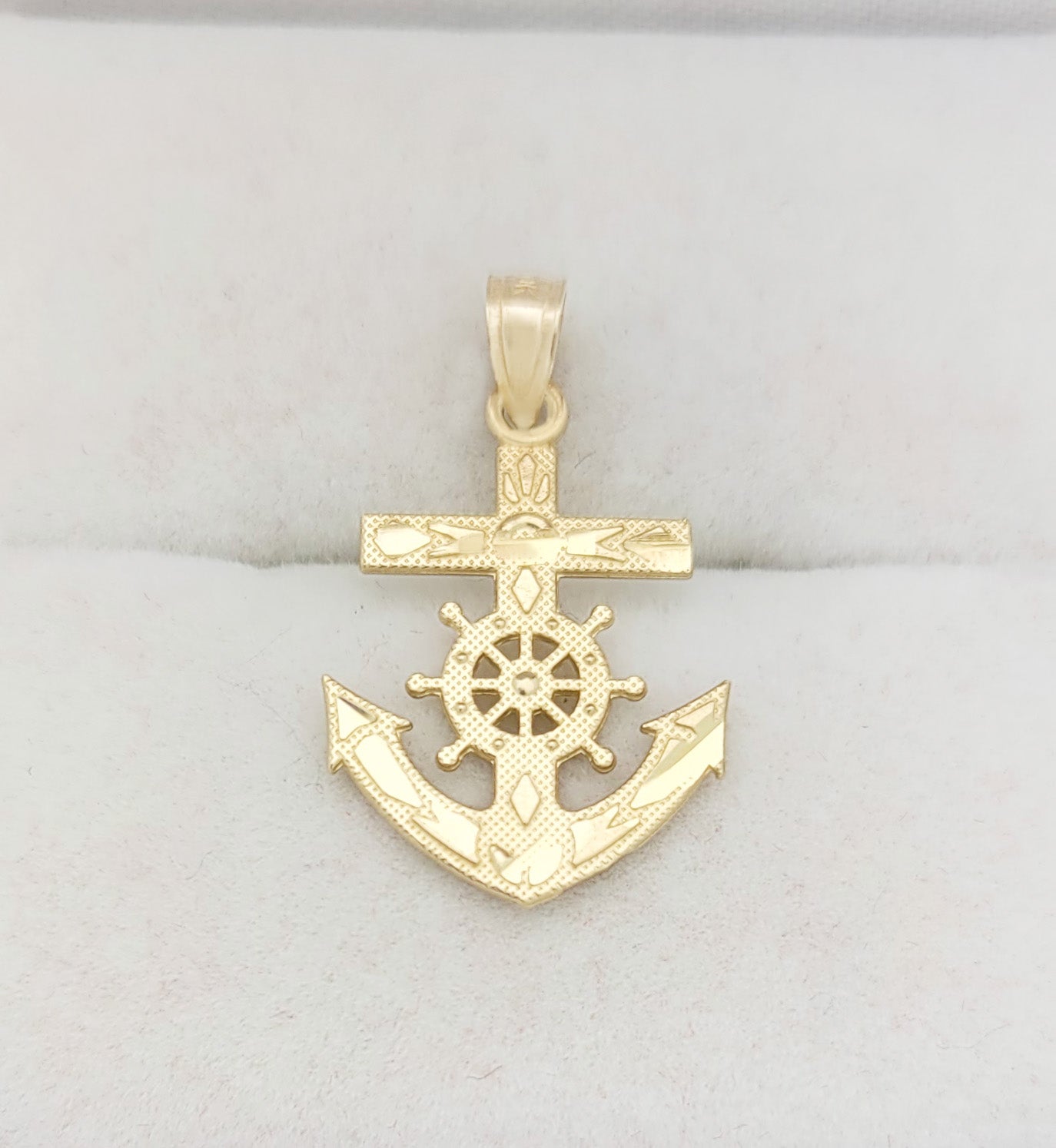 10k Yellow Gold Mariners Anchor Charm Anchor Cross Pendant for Necklace