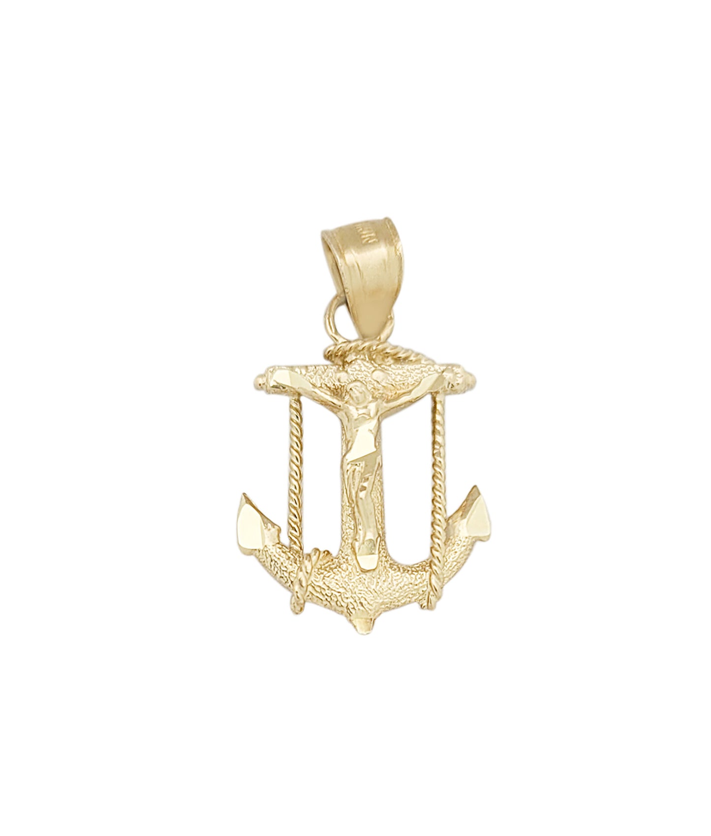 10K Yellow Gold Mariners Anchor Charm Cross Pendant Marine Charm