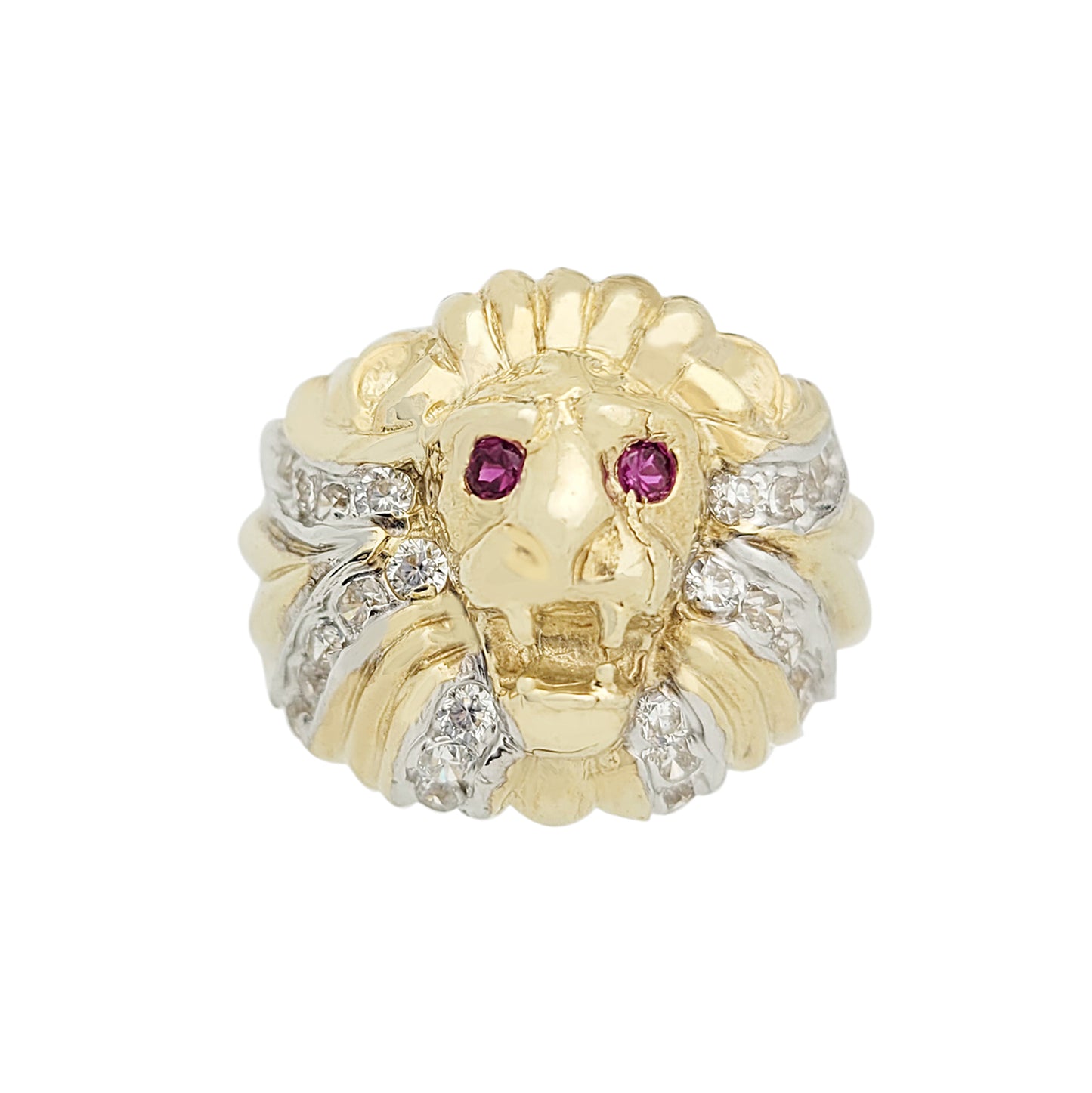 Men's Lion Head Ring 10K Yellow Gold Lion Face Ring