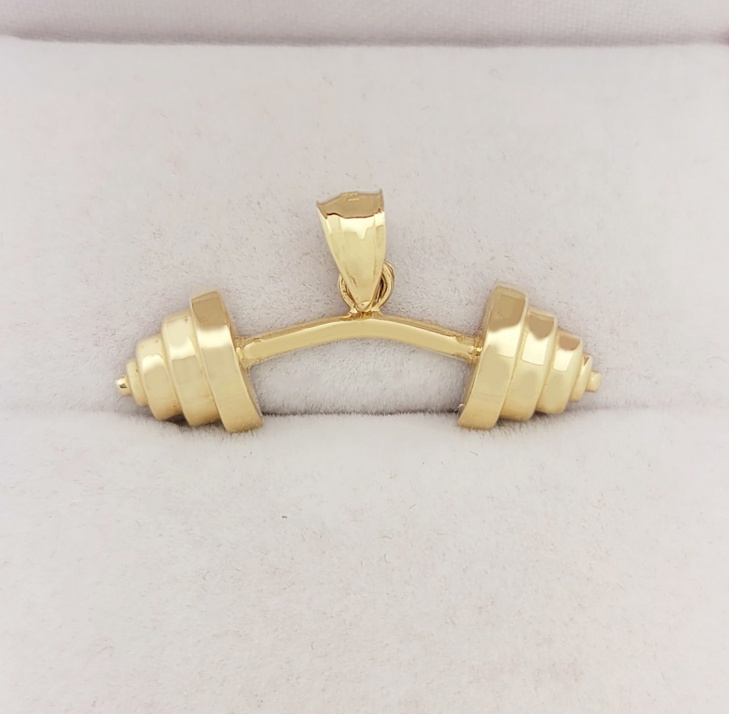 10K Gold Dumbbell Pendant Necklace for Men & Women, Fitness Jewelry Gym Weightlifting Barbell Charm, Workout Enthusiast Gift