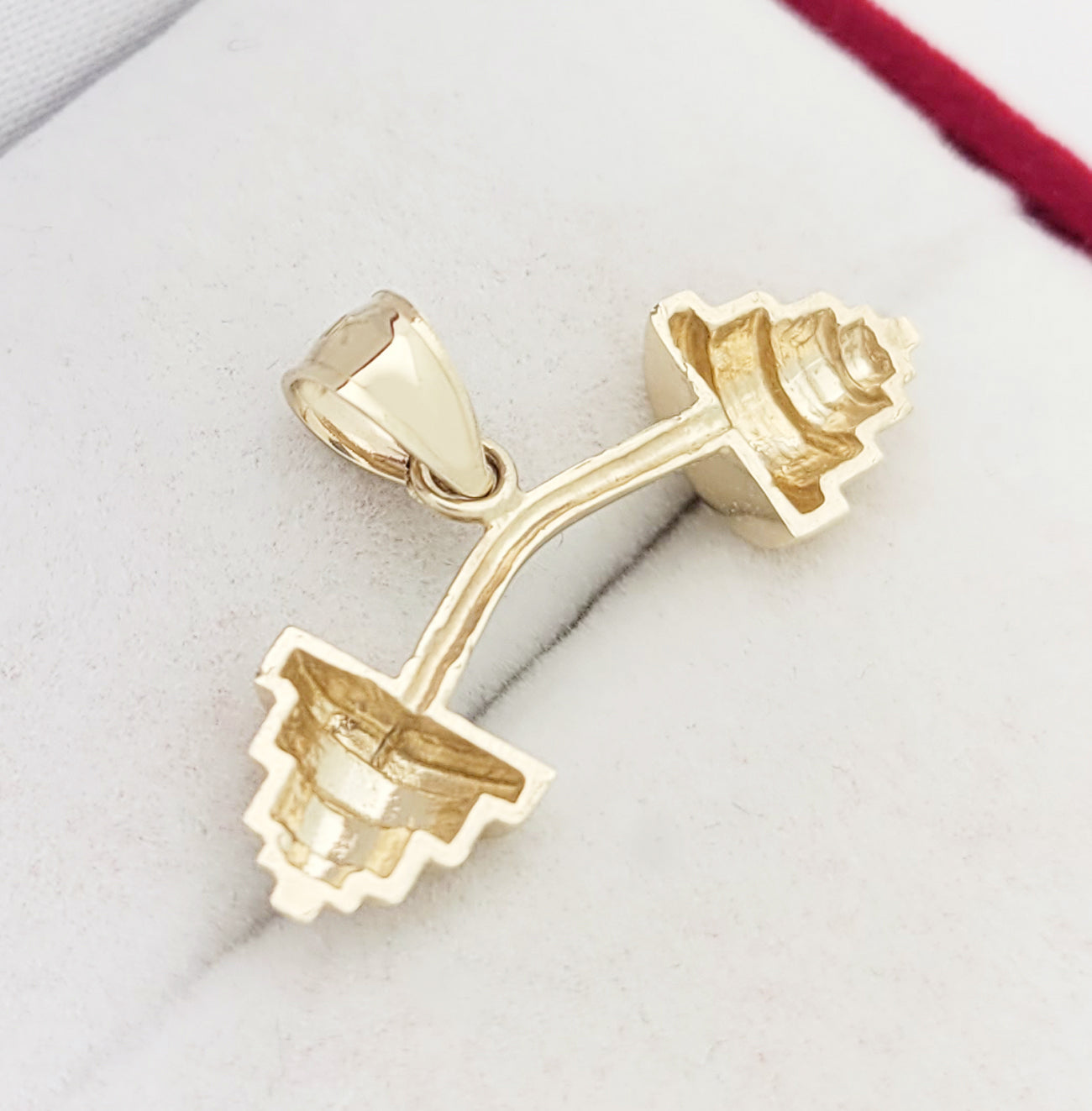 10K Gold Dumbbell Pendant Necklace for Men & Women, Fitness Jewelry Gym Weightlifting Barbell Charm, Workout Enthusiast Gift