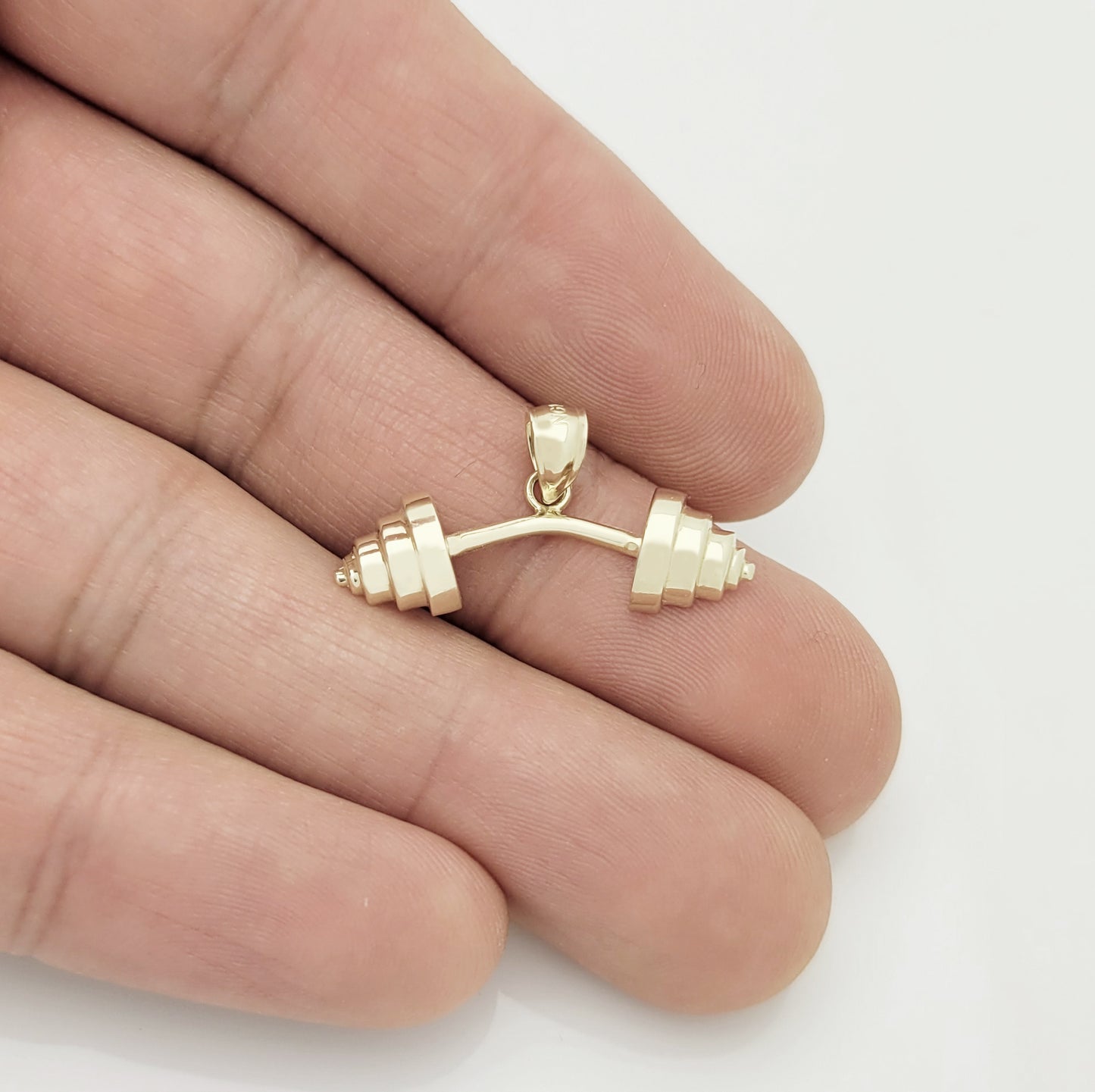 10K Gold Dumbbell Pendant Necklace for Men & Women, Fitness Jewelry Gym Weightlifting Barbell Charm, Workout Enthusiast Gift