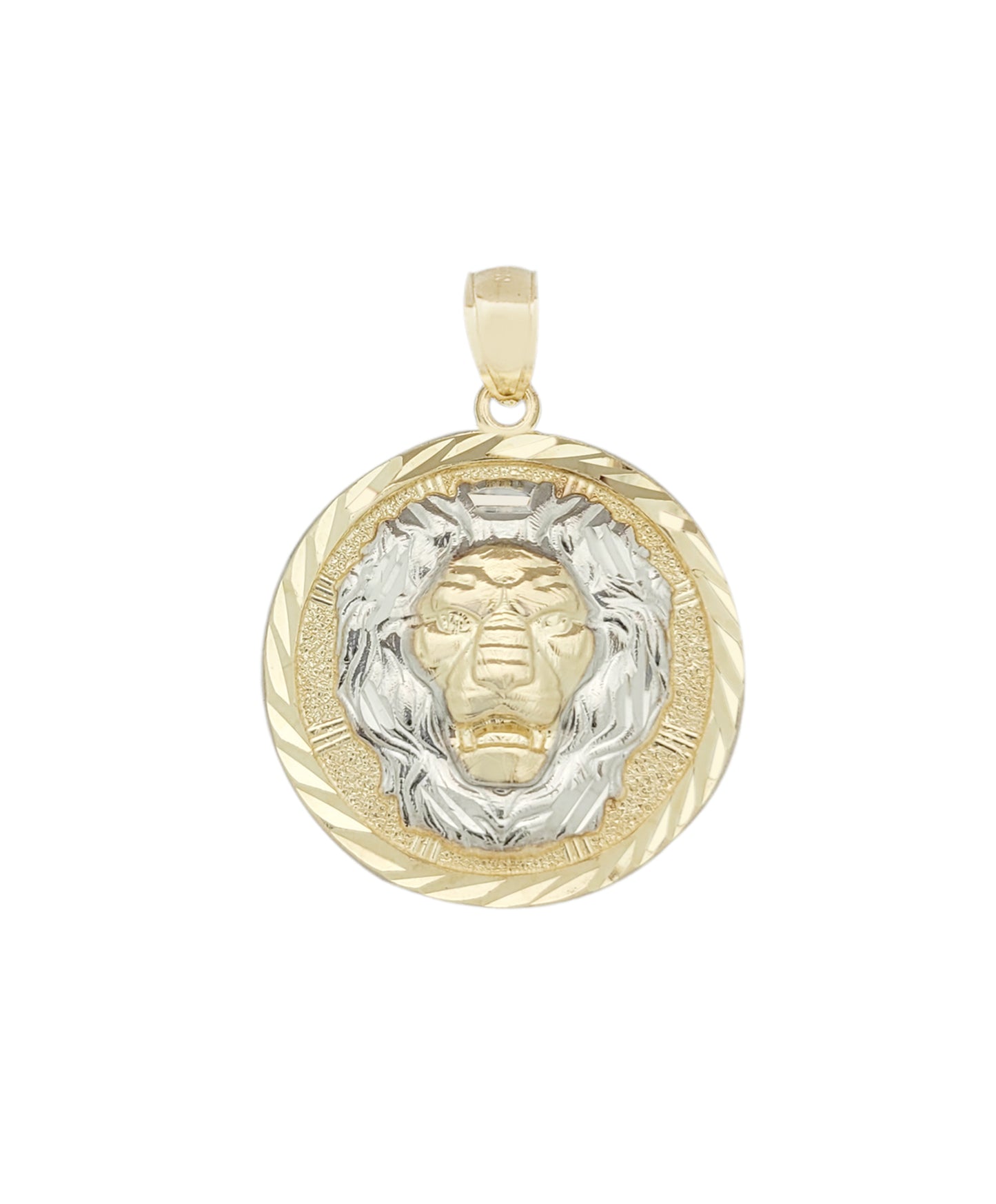 10K Yellow Gold Lion Pendant Lion Face Medallion