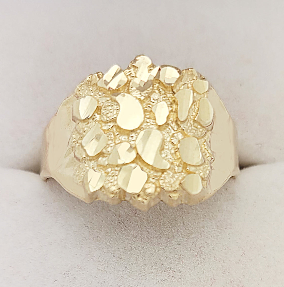 Yellow Gold Nugget Ring For Men 10K Solid Gold Ring