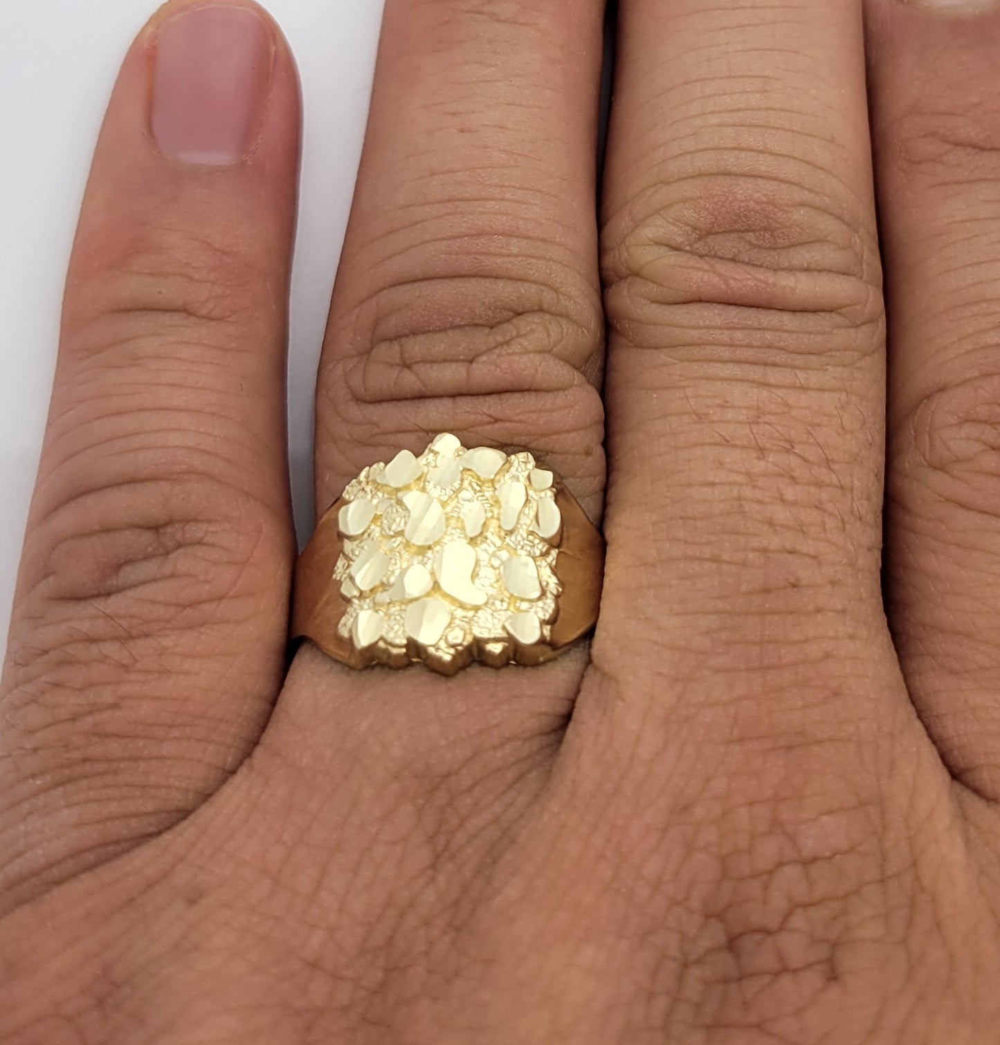 Yellow Gold Nugget Ring For Men 10K Solid Gold Ring