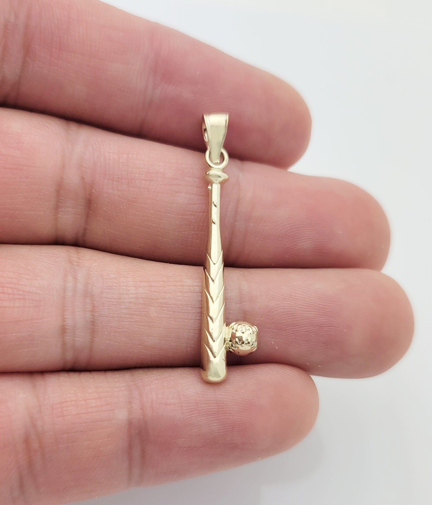 10K Gold Baseball Bat and Ball Pendant for Men & Women, Sports Jewelry Charm for Necklace, Gift for Baseball Fans and Players