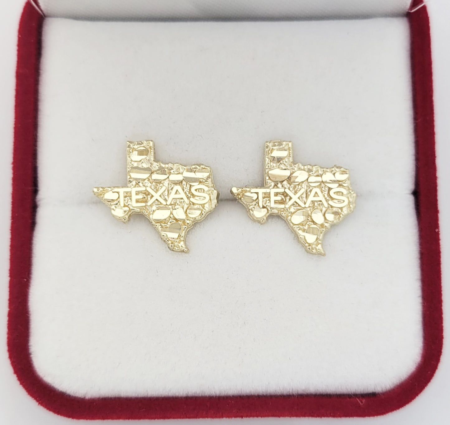 10k Yellow Gold Texas Nugget Earrings Mens Womens 0.6 in x 0.6 in