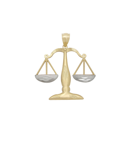 10K Gold Libra Scales of Justice Zodiac Pendant Necklace Charm for Men