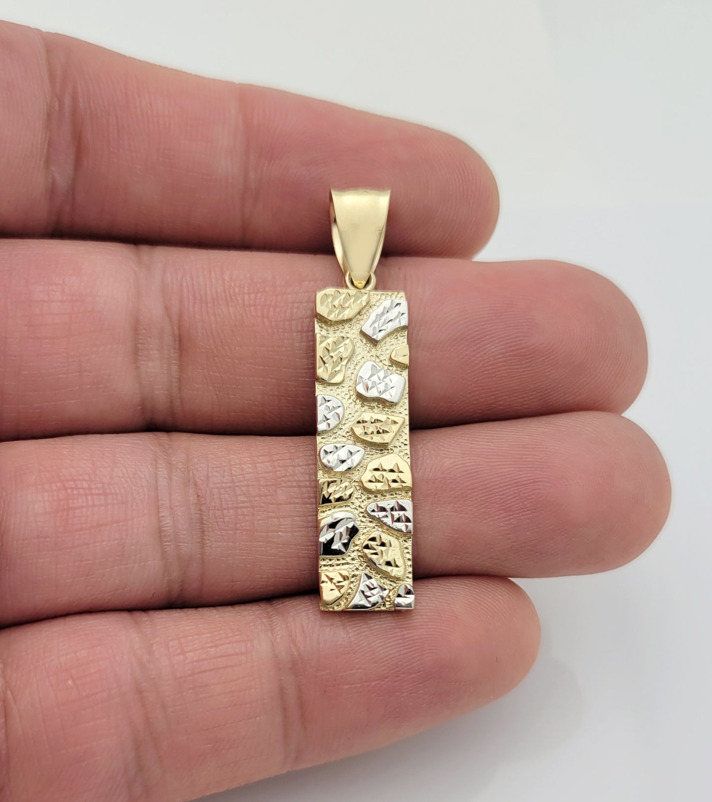 10k Yellow Gold Nugget Pendant Nugget Bar Charm