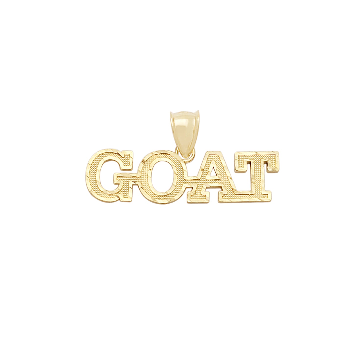 10K Yellow Gold "GOAT" Pendant Necklace, Greatest Of All Time Letter Charm, Hip Hop Style Jewelry for Men and Women 1.4 inch