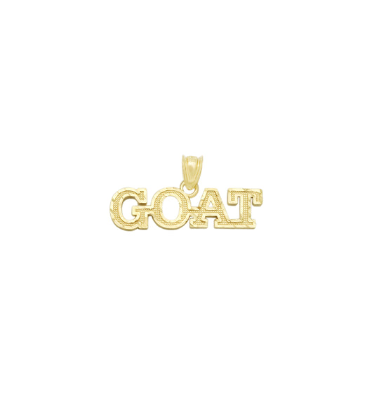 10K Yellow Gold "GOAT" Pendant Necklace, Greatest Of All Time Letter Charm, Hip Hop Style Jewelry for Men and Women