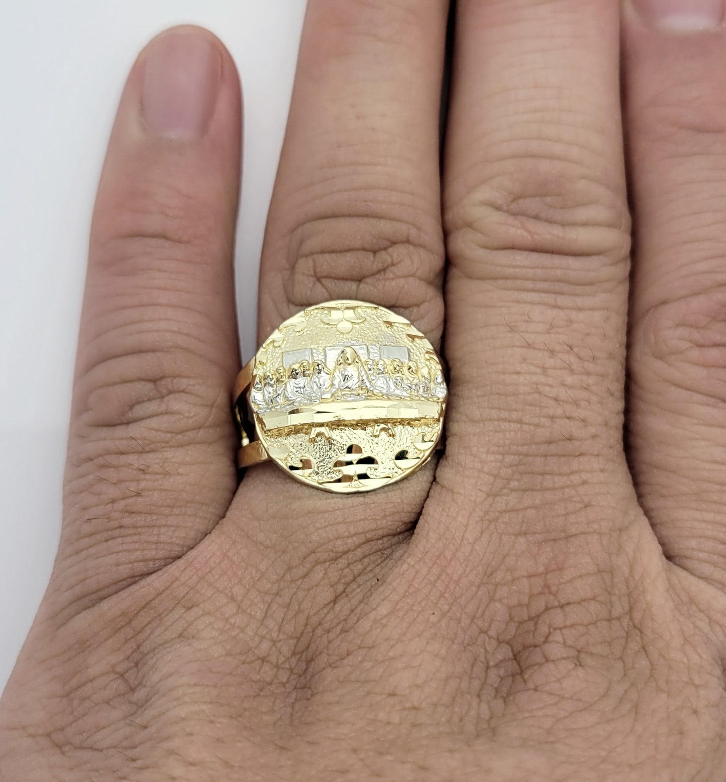 10K Yellow Gold Last Supper Ring Hip Hop Ring For Men Size 11.5