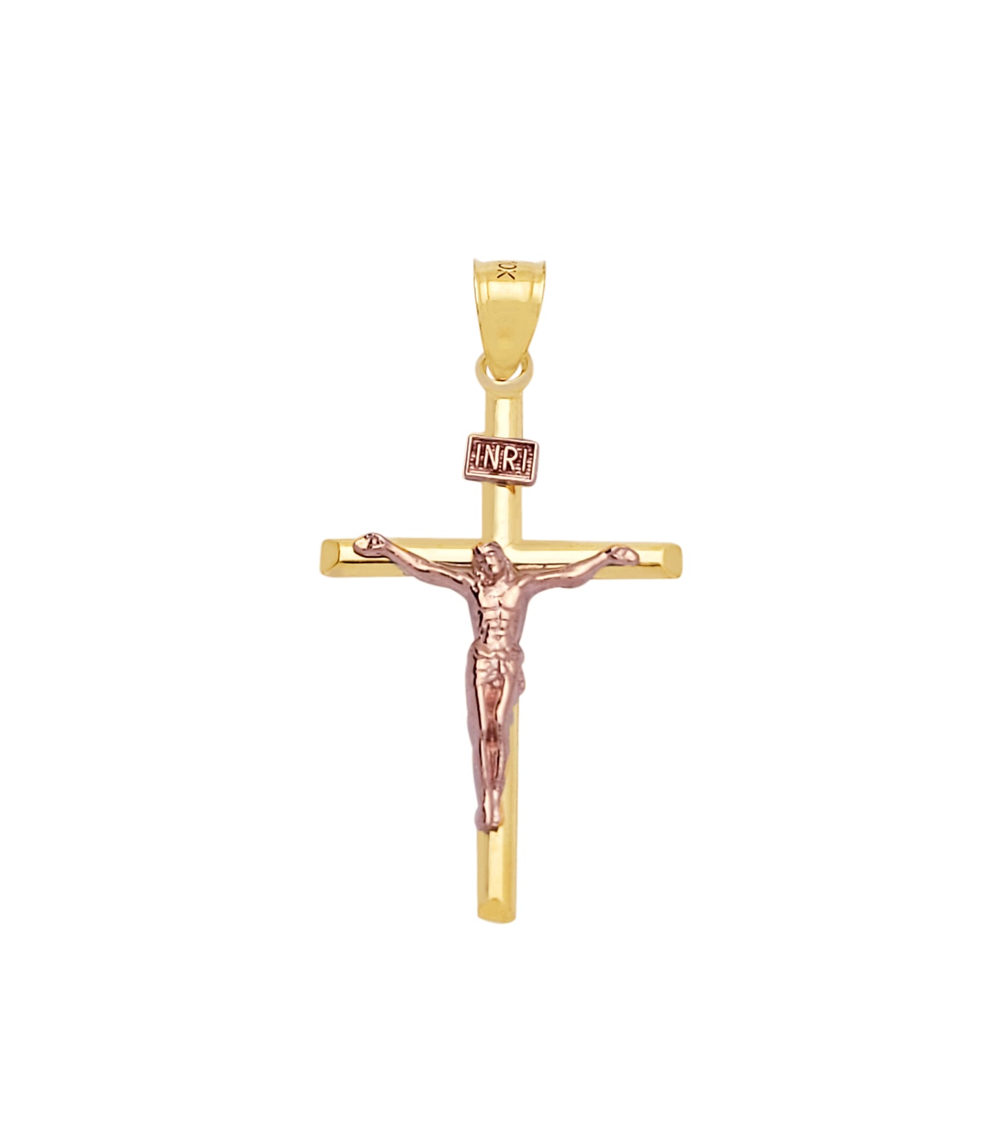 10K Yellow And Rose Gold Cross Pendant