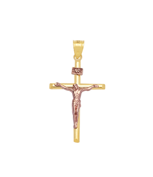 10K Yellow And Rose Gold Cross Pendant