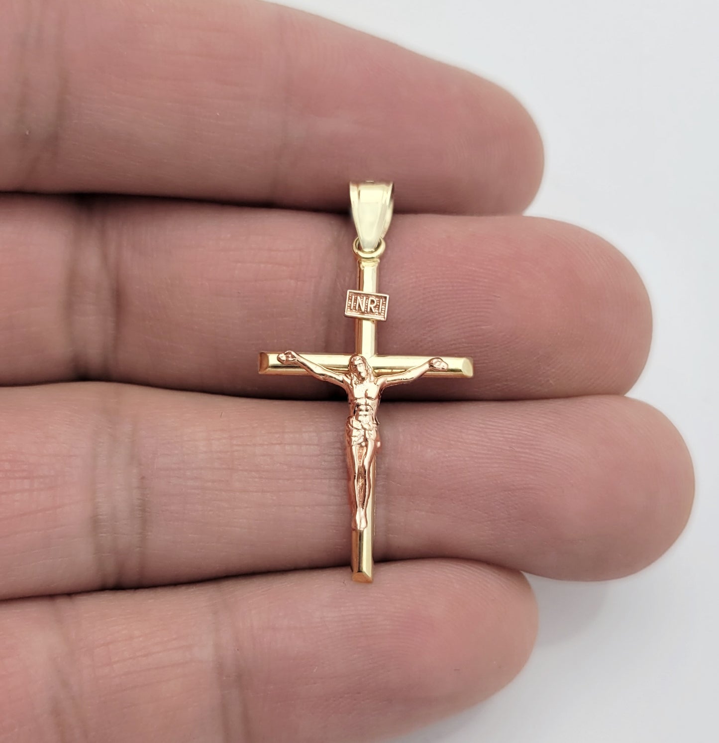 10K Yellow And Rose Gold Cross Pendant