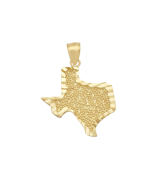 10K Yellow Gold Texas State Map Necklace Pendant Solid Gold Texas