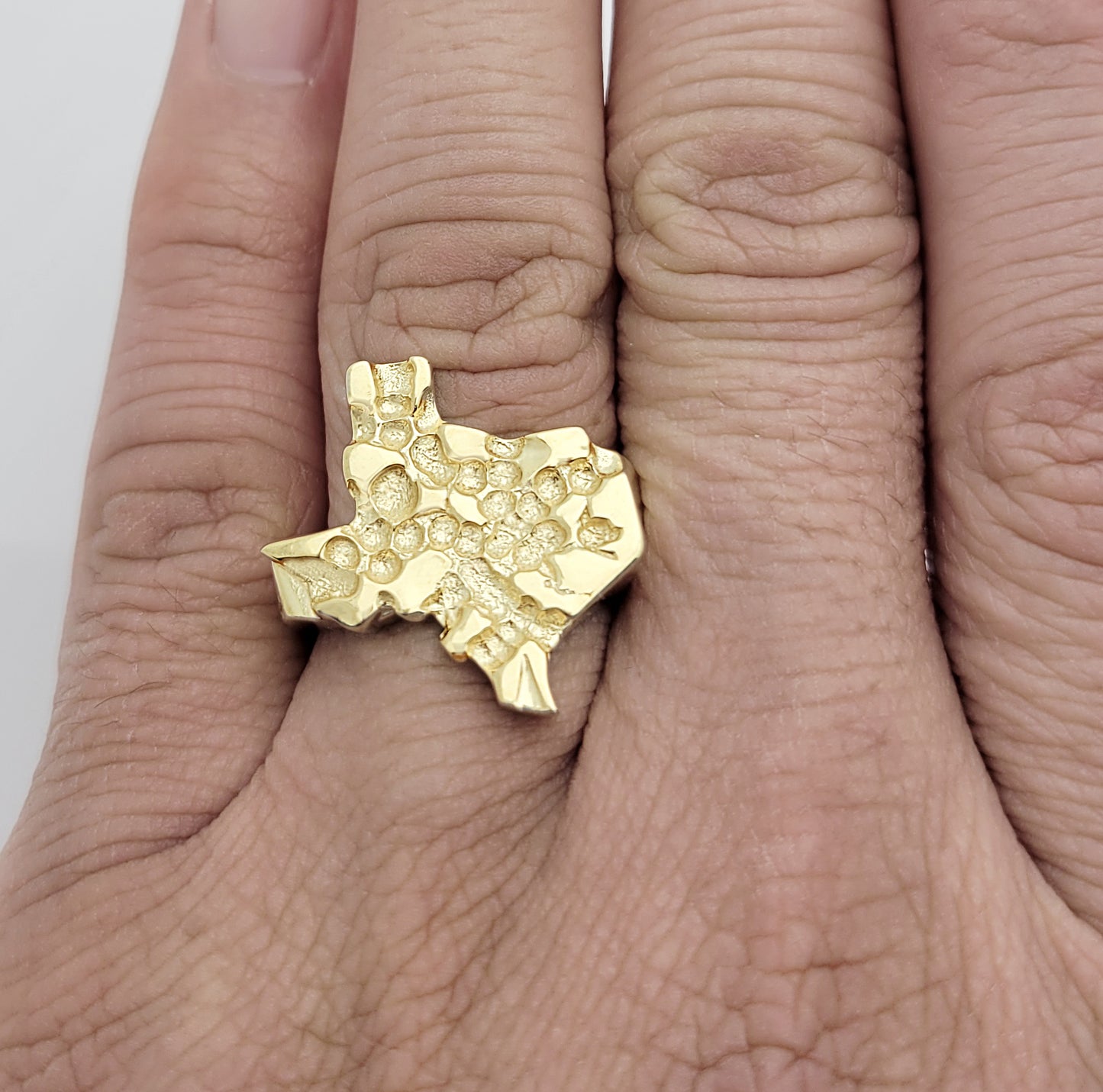 10K Yellow Gold Nugget Texas State Ring Size 11