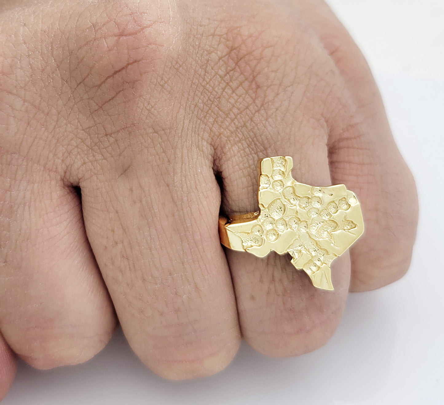 10K Yellow Gold Nugget Texas State Ring Size 11