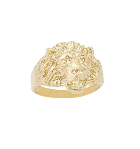 Women's Lion Head Ring 10K Yellow Gold Lion Face Ring Size 5.5