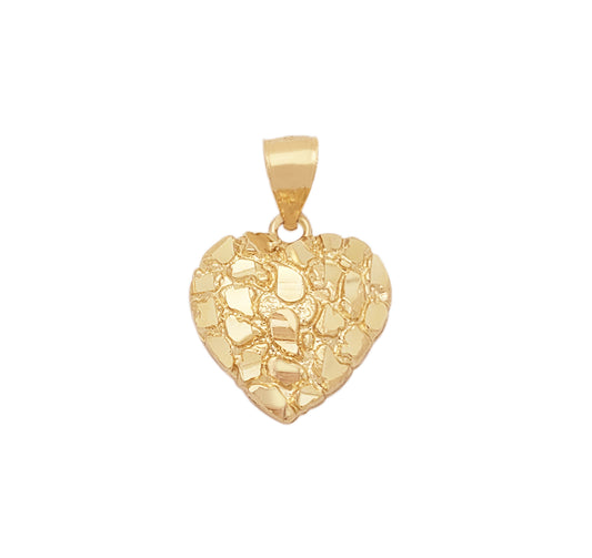 10k Yellow Gold Heart Nugget Pendant Nugget Heart Charm