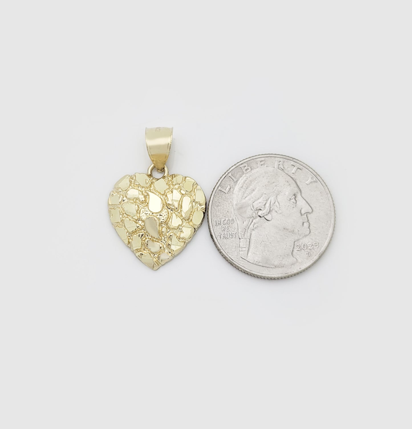 10k Yellow Gold Heart Nugget Pendant Nugget Heart Charm