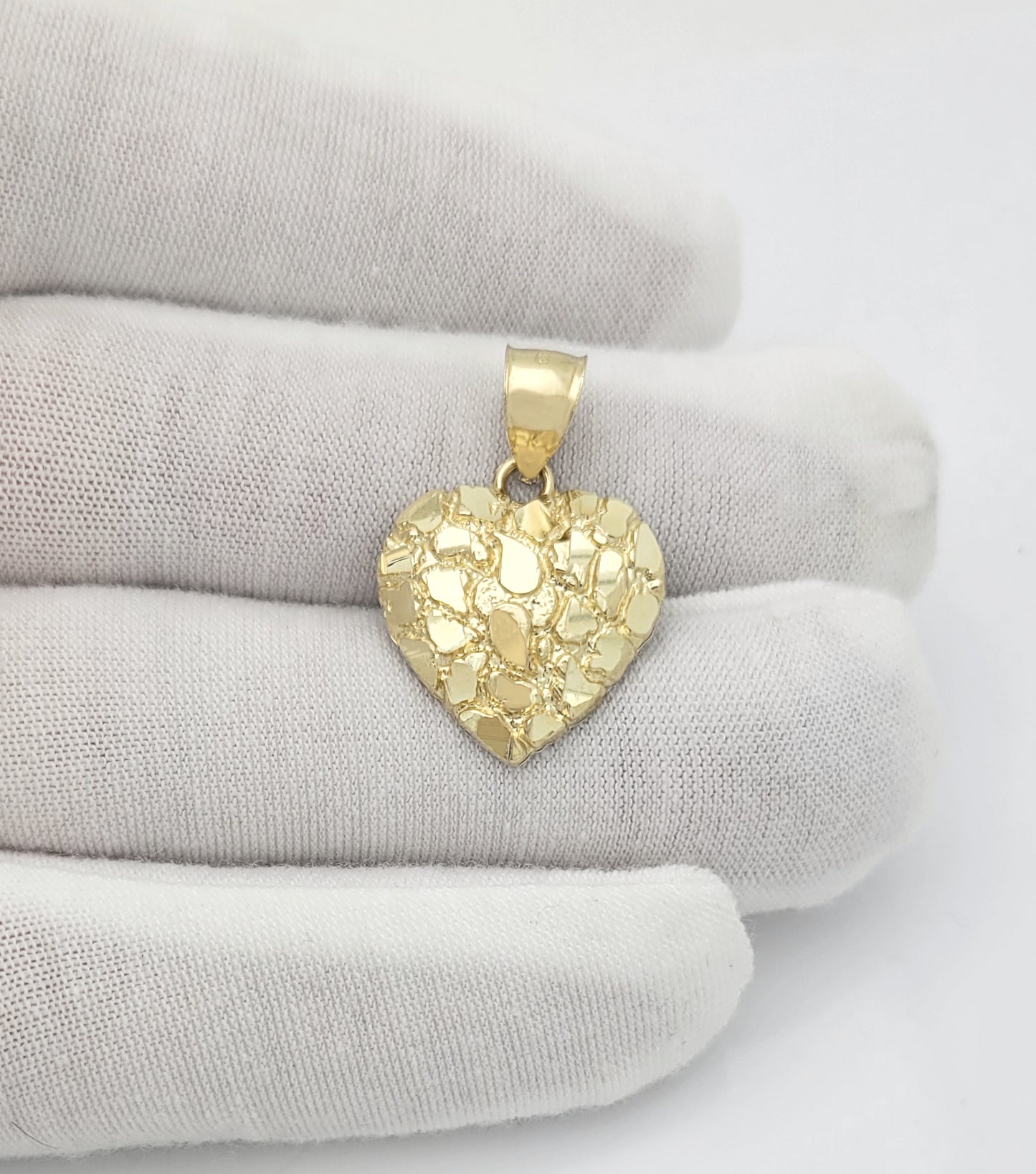 10k Yellow Gold Heart Nugget Pendant Nugget Heart Charm