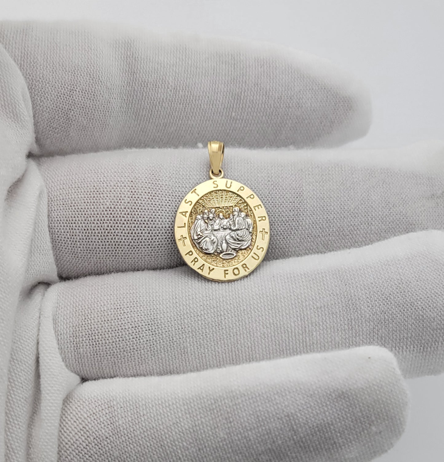 10K Gold Last Supper Oval Pendant Last Supper Charm