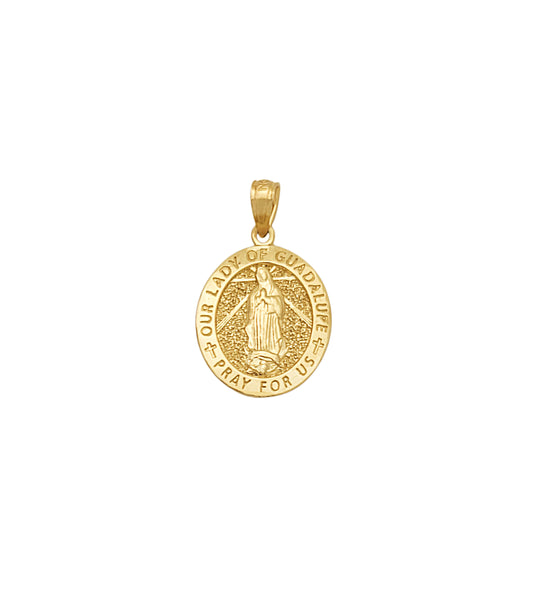 10K Yellow Gold Our Lady Of Guadalupe Pendant Virgin Mary Charm