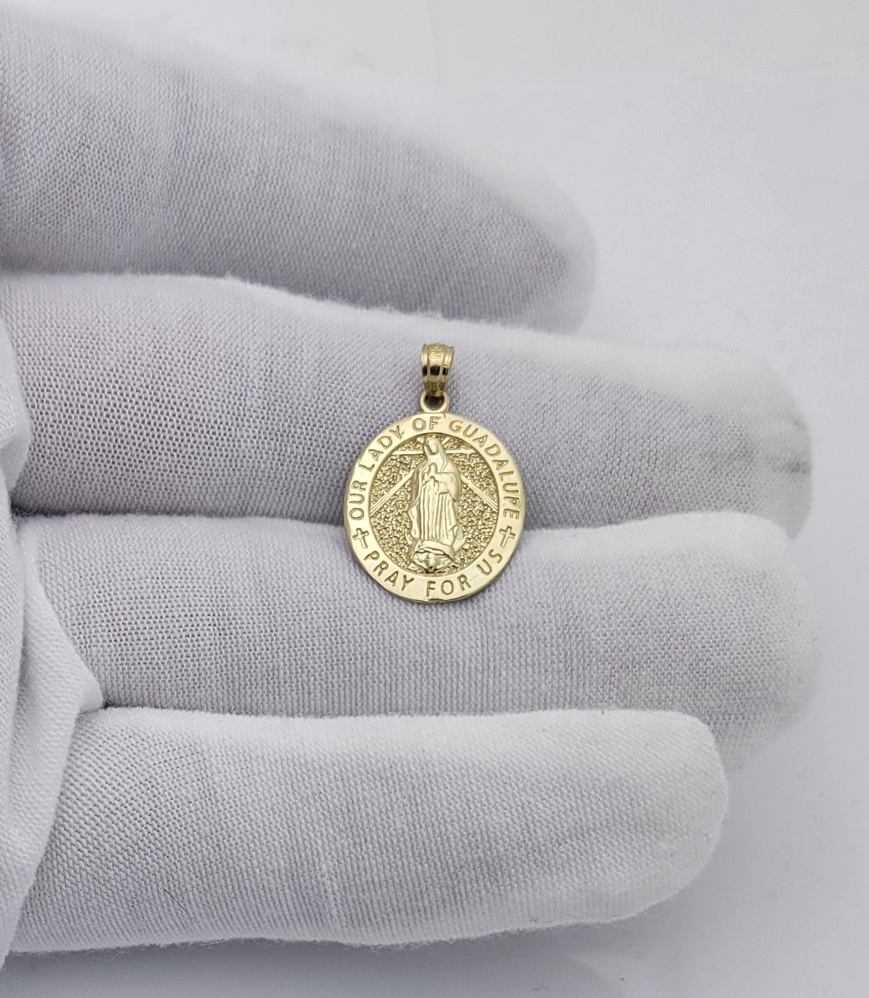 10K Yellow Gold Our Lady Of Guadalupe Pendant Virgin Mary Charm